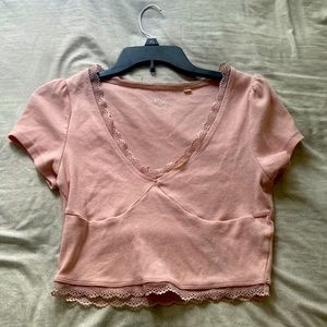 Pacsun shirt lace detail preppy crop summery beach aesthetic